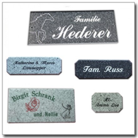 Tür-Namensschilder Granit Design Schilder hell u. dunkelgrau