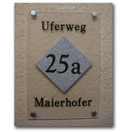 Design Hausnummer 103 ohne Selbstgestaltung Moderne Design Hausnummer Plexi satiniert m. Corian Granit Design