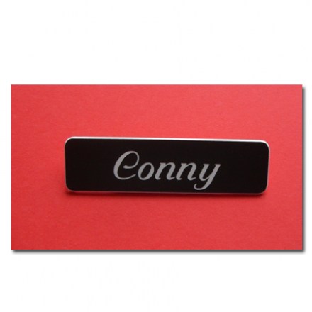 Alu Ansteckschild Aluminium Ansteckschild schwarz mit Lasergravur