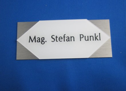Modernes Tür-Namensschild aus Aluminium und  Plexiglas