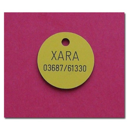 Tieranhänger Kunststoff gelb einseitige Gravur möglich