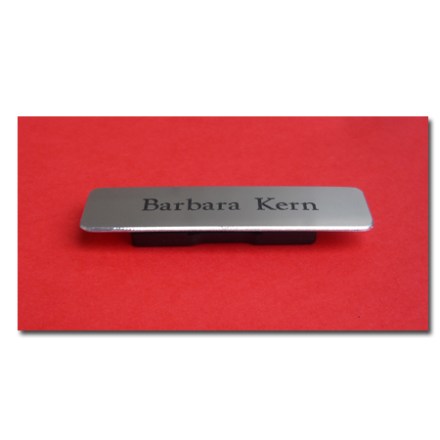 Alu Ansteckschild Aluminium Ansteckschild silber Schrift 3 Goudy