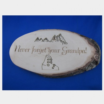 Geschenkidee Holzbrett mit Rinde ca. 24-27 x 10-12 cm Lasergravur nach Wunsch